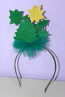 Детский карнавальный обруч елочка с звездой зеленый