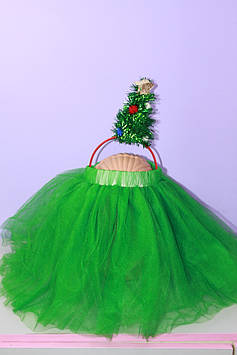 Набір новорічний костюм принцеса фатинова зелена спідниця та обруч ялинка