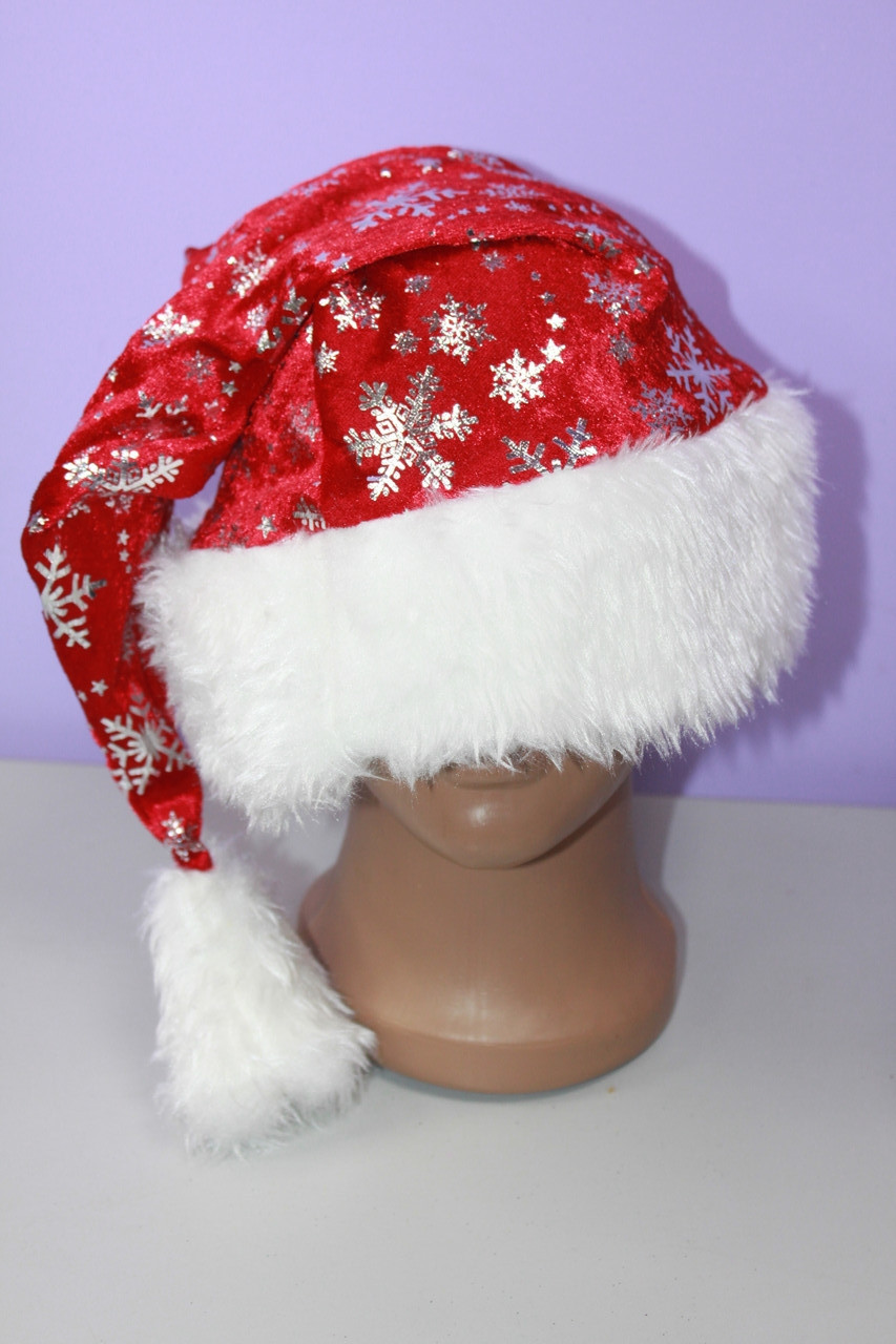 Новорічна шапка діда морозу санти хутряна червона 1 шт, фото 1