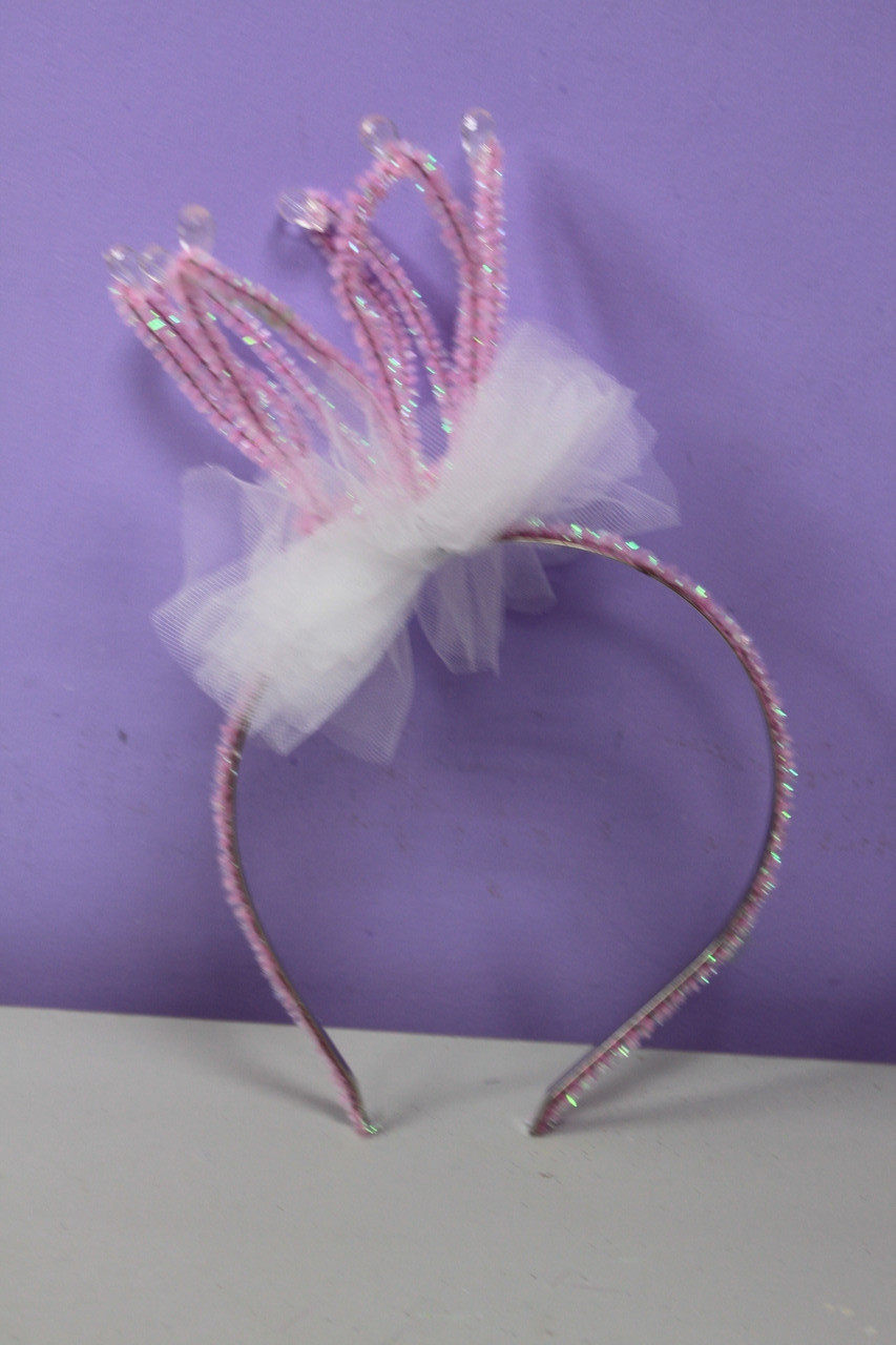 Новорічний дитячий обруч корона рожевий 1 шт, фото 1