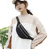 Поясна сумка бананка 00909 на два відділення чорна, фото 6