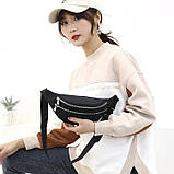 Поясна сумка бананка 00909 на два відділення чорна, фото 4