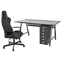 IKEA UTESPELARE / HELMER Письмовий стіл, стілець і комод, чорний (094.407.78)