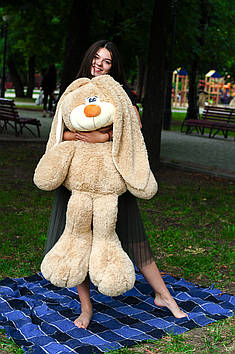 Великий плюшевий зайчик Тотті 120 см Мокко