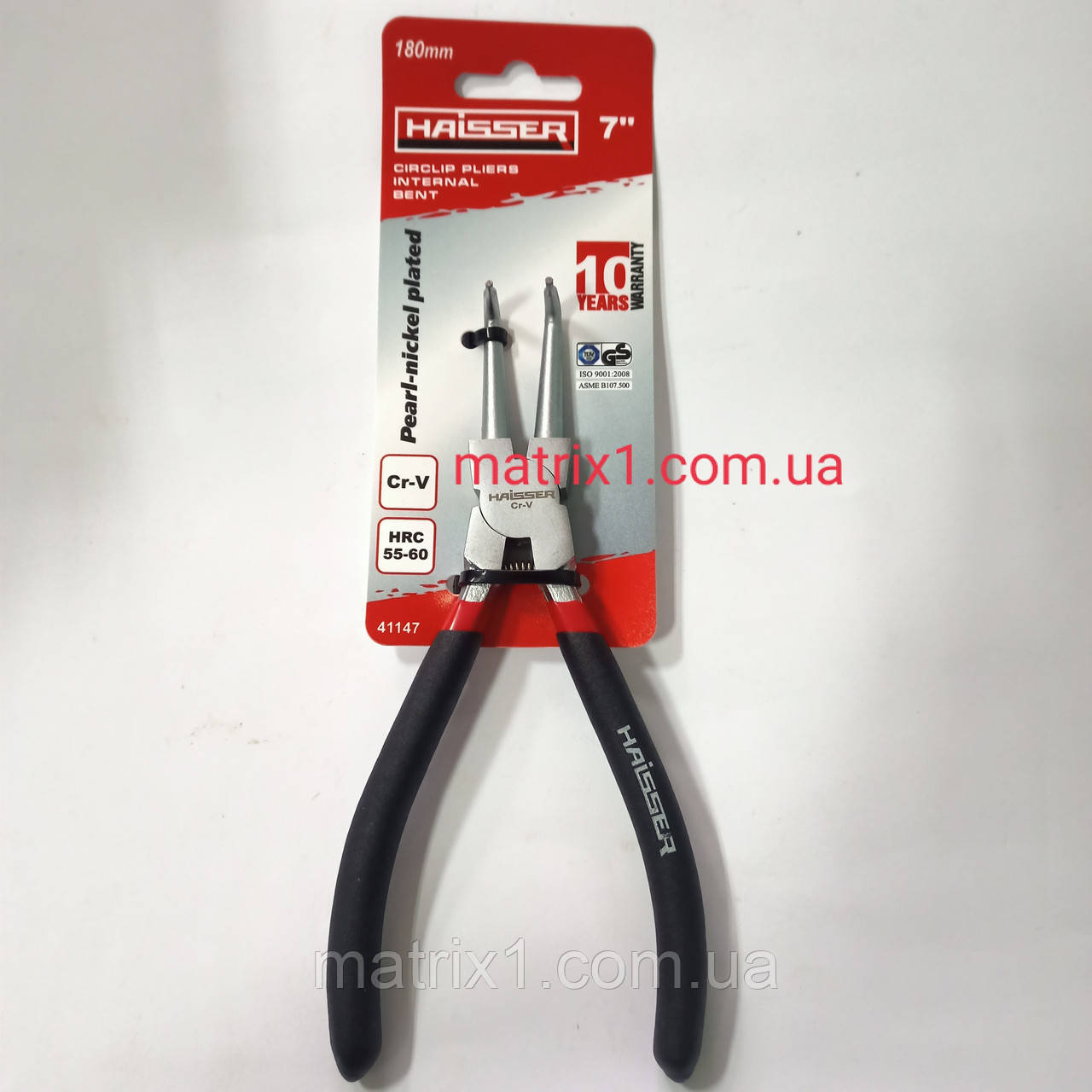 Знімач для внутрішніх стопорних кілець, вигнутий, стиснення 180 мм HAISSER 41147, фото 1