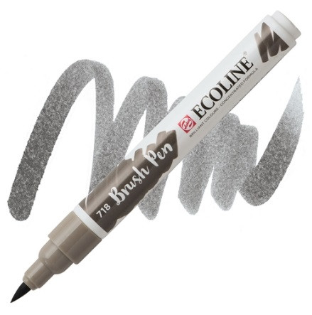 Маркер акварельний пензлик Royal Talens Ecoline Brushpen сірий тепла (718), 11507180