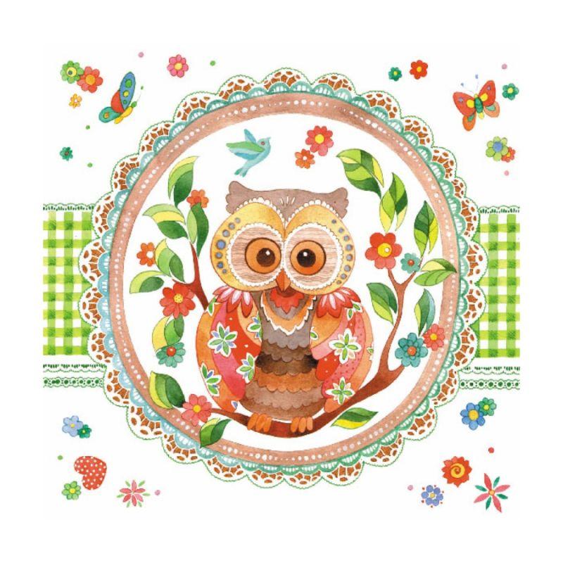 Декупажная салфетка "Цветная сова", 33*33 см, 18 г/м2, Ambiente, 13308525
