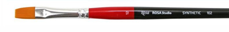 Синтетика плоска Кисть № 12 довга ручка Rosa Studio 102, 18610212
