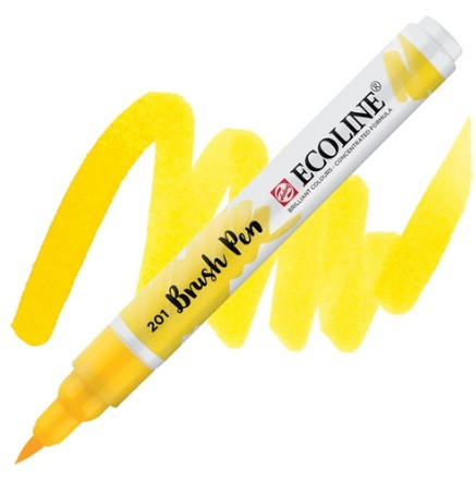 Маркер-пензель акварельний жовтий світлий (201) Brush Pen Ecoline Royal Talens, 11502010