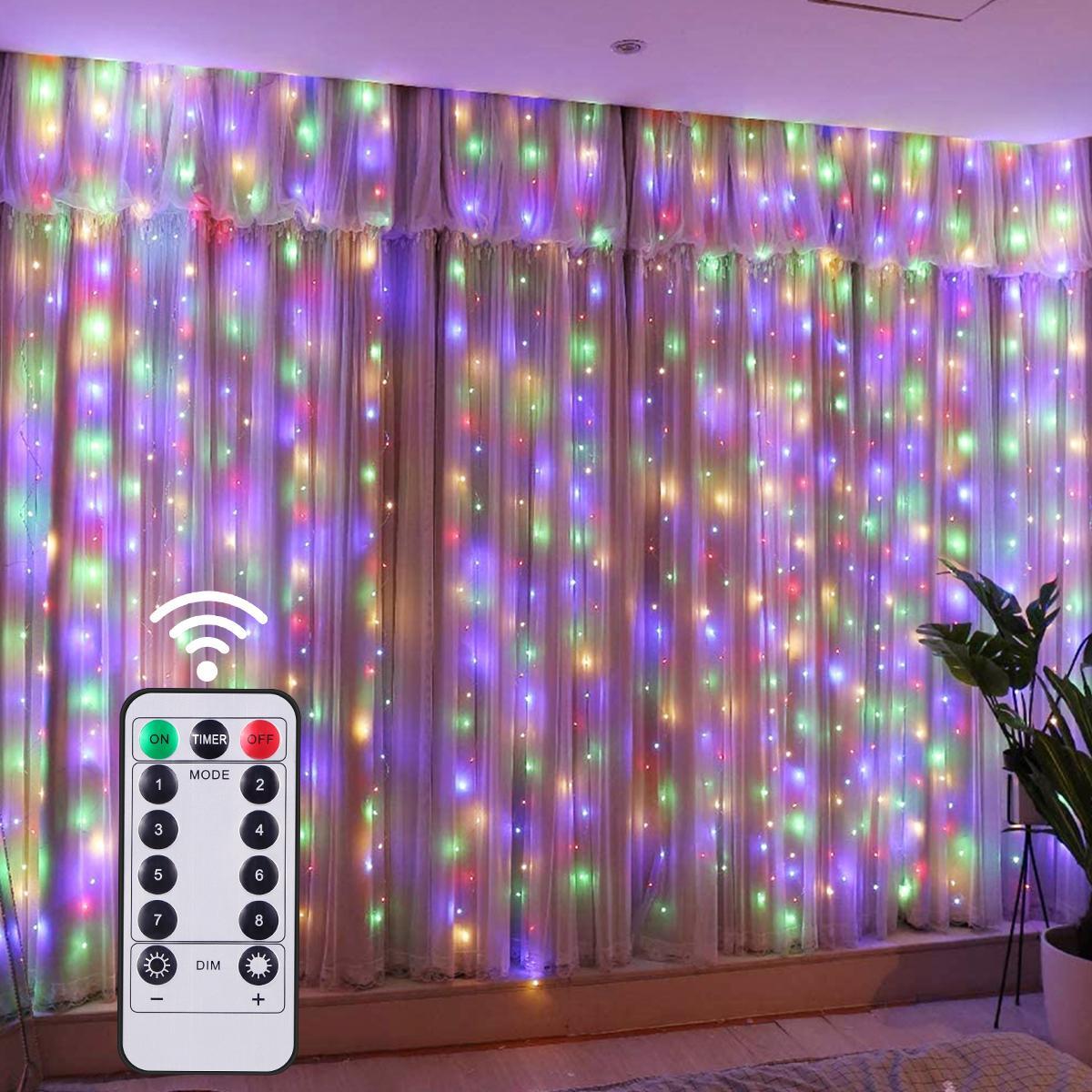 Гірлянда штора 2х2 м USB пульт ДУ 8 функцій 8 ліній 160 LED CURTAIN - 160 M2 Мікс