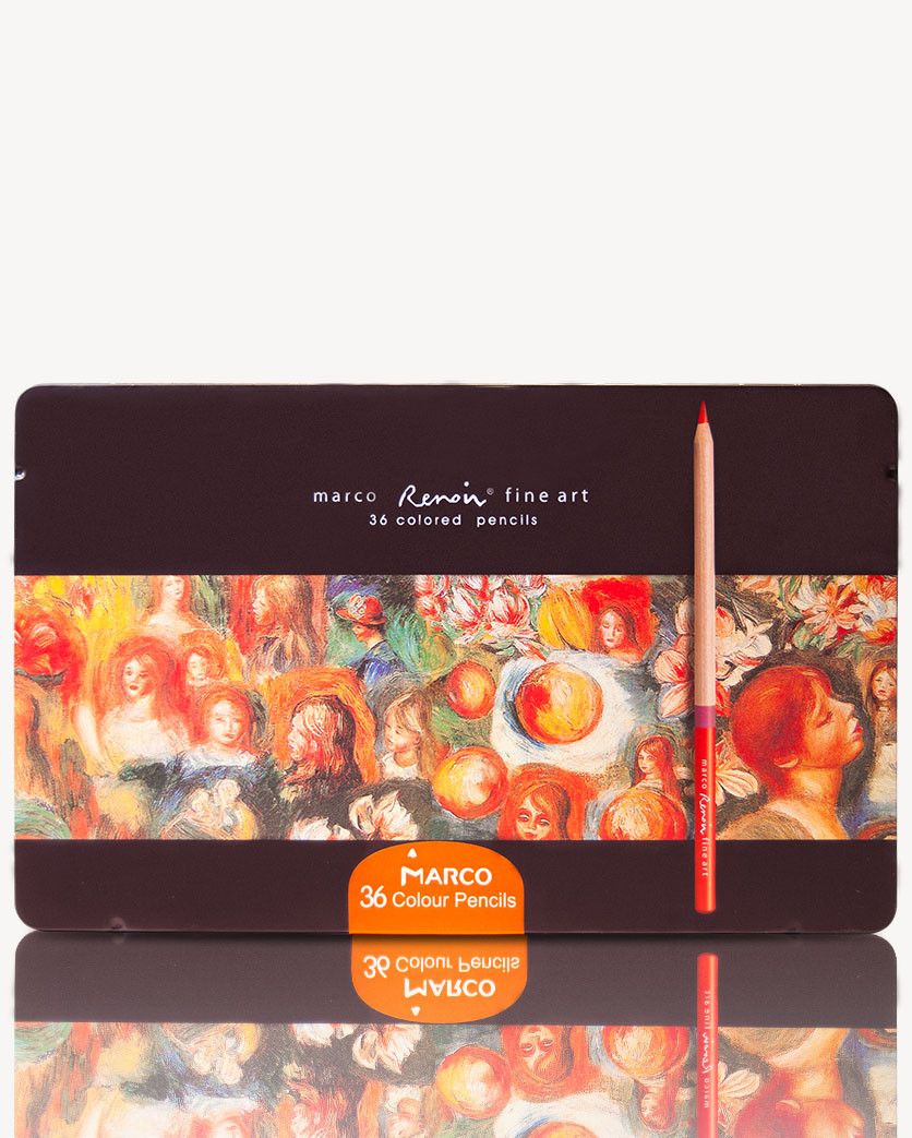 Олівці кольорові Marco Renoir 36 кольорів кедр металевий пенал FineArt-36TN, 911987
