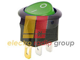 Перемикач круглий з подсв. MIRS-101-8C ON-OFF, 3pin, 6,5 A, 220V, зелений (KSD105)