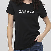 Футболка женская с принтом Zaraza от KLik print черного цвета