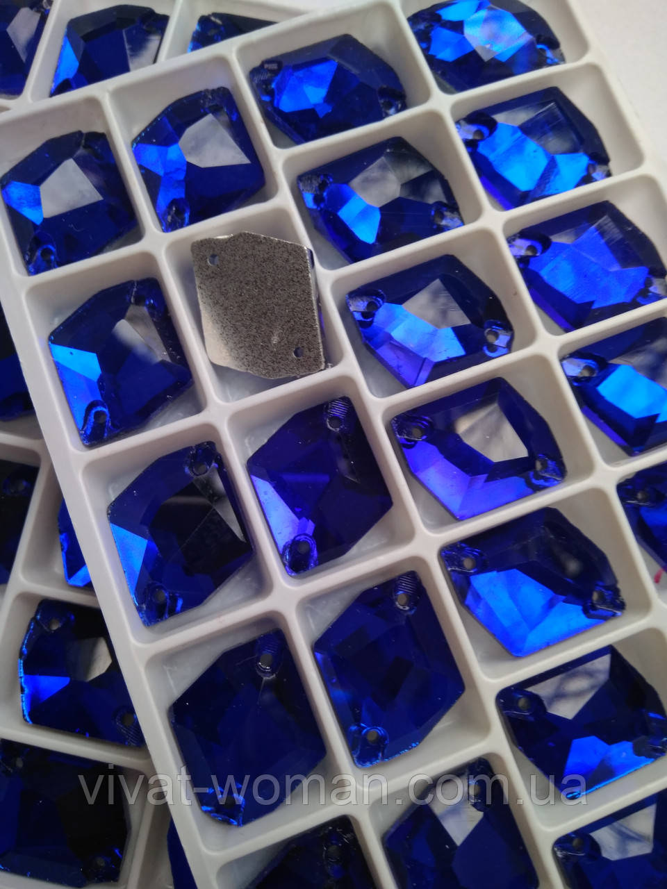 Стрази пришивні Космік (ламаний ромб) 13х17 мм Sapphire (синій), скло
