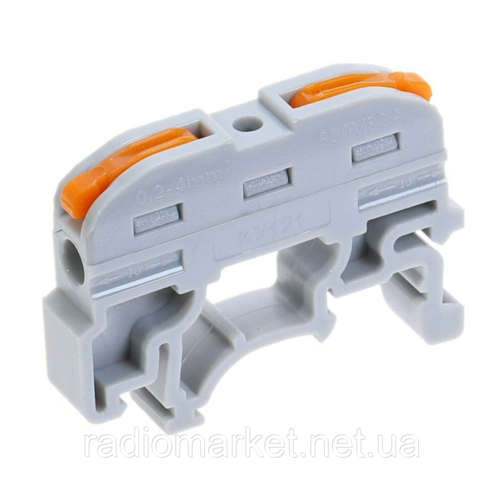 Багаторазова клема PCT-211 на DIN-рейку з важелями на 2 контакти, фото 1