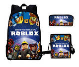 Набір рюкзак, сумка + косметичка пенал Роблокс Roblox синій колір, фото 2