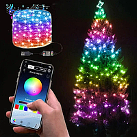 Умная светодиодная гирлянда RGB для ёлки и новогоднего декора (управление цвета с телефона) 20м 200 LED