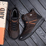 Чоловічі коричневі зимові шкіряні чоботи на хутрі, фото 3