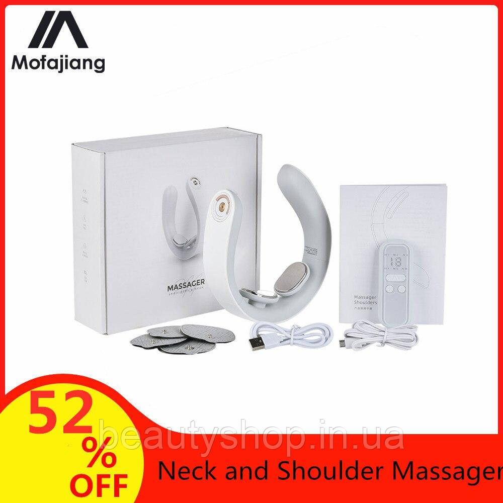 Розумний електричний масажер для шиї та плечей, портативний імпульсний масажер для шиї з зарядкою від USB,, фото 1