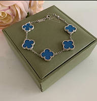 Браслет блакитний Vancleef Ванклиф срібло