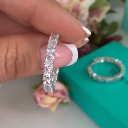 Блискучі сережки-кільця з фіанітами (Tiffany & Co)/упаковані в мішечок