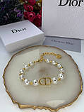 Діор браслет із перлів / перлинний браслет із золотим логотипом, фото 3