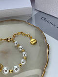 Діор браслет із перлів / перлинний браслет із золотим логотипом, фото 4