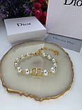 Діор браслет із перлів / перлинний браслет із золотим логотипом, фото 5