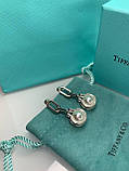 Тіффані брендові сережки-цвяшки з перлами майореска/мішечок Тіффані, фото 2