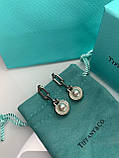 Тіффані брендові сережки-цвяшки з перлами майореска/мішечок Тіффані, фото 3