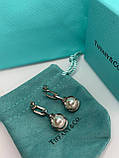 Тіффані брендові сережки-цвяшки з перлами майореска/мішечок Тіффані, фото 6