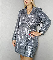 Платье-пиджак короткое блестящее в паетки Швеция размер М