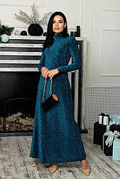 Довге вечірнє плаття з люрексу Larsi (42-52р) блакитний
