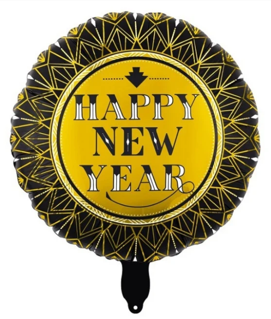 Фольгована куля "Happy New Year" (Новий Рік) золото (Китай), фото 1