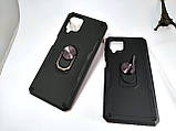 Протиударний чохол для Samsung Galaxy A12 SG Ring чорний, Ударостійкий чохол Самсунг А12 з кільцем магнітом, фото 3