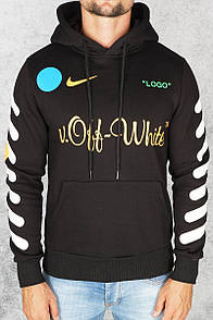 Трикотажне чорне худі off white nike | стильна толстовка