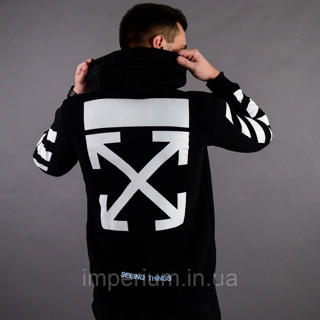 Чорне кежуал худі | толстовка off white seeing things