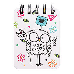 Блокнот YES А7/100 лін. подв. спір. "Sketch animal. Owl", пласт. кишеня