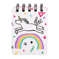 Блокнот YES А7/100 лін. подв. спір. "Sketch animal. Unicorn", пласт. кишеня