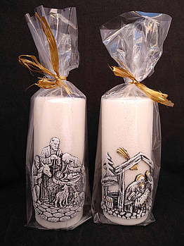 Свічки декоративні з аплікацією Різдво білі 145*65 мм