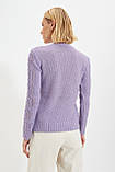Светр жіночий в'язаний. Красивий жіночий джемпер з круглим вирізом. Ажурний Пуловер модний розмір S-M, фото 4