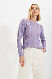 Светр жіночий в'язаний. Красивий жіночий джемпер з круглим вирізом. Ажурний Пуловер модний розмір S-M, фото 2