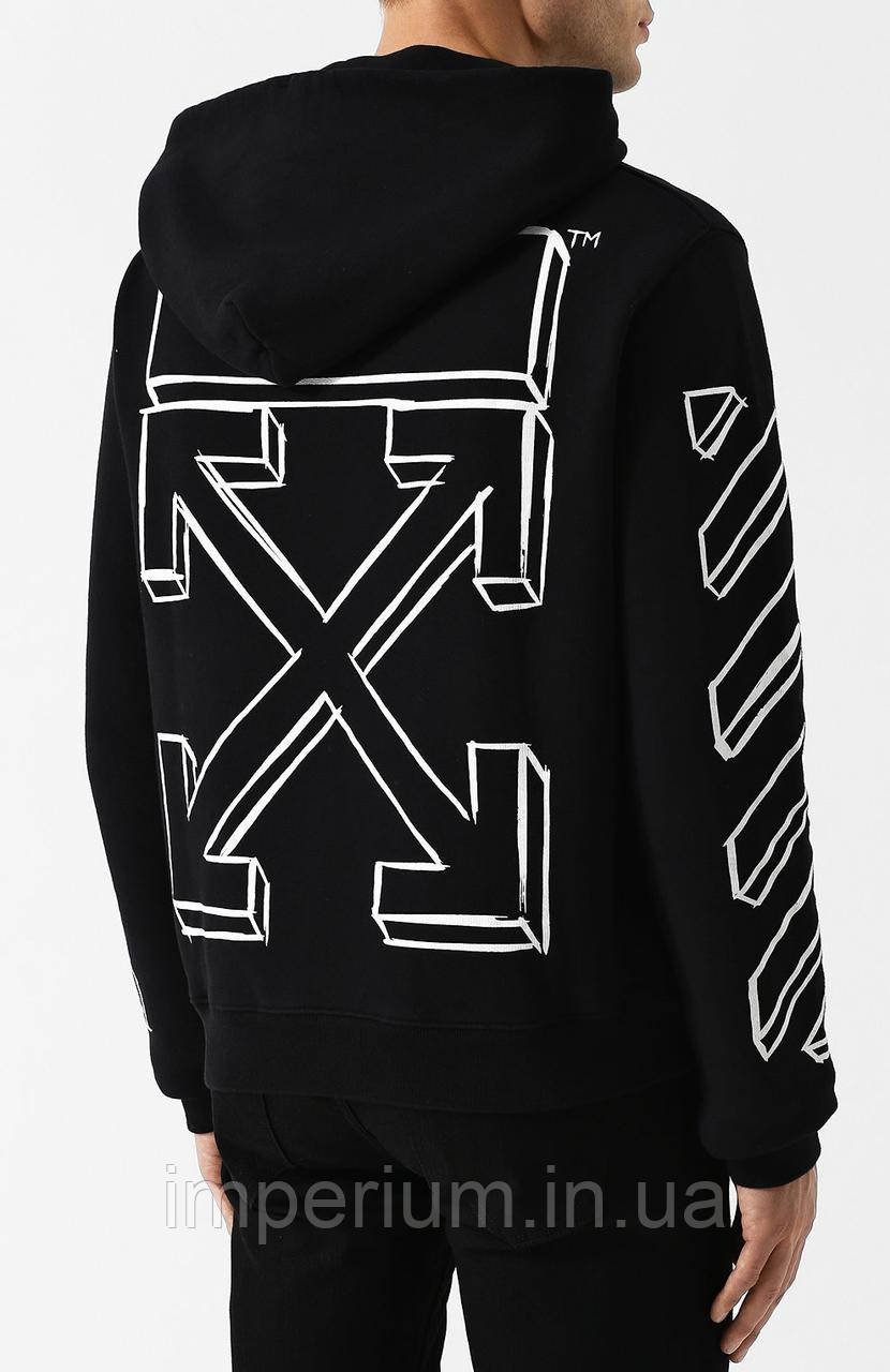 Чорне худі офф вайт | толстовка off white 3D