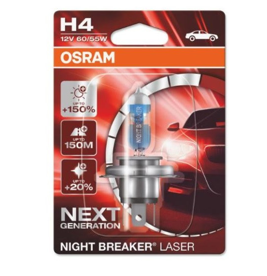 Галогенова лампа Osram H4 Night Breaker Laser 12v 60/55w