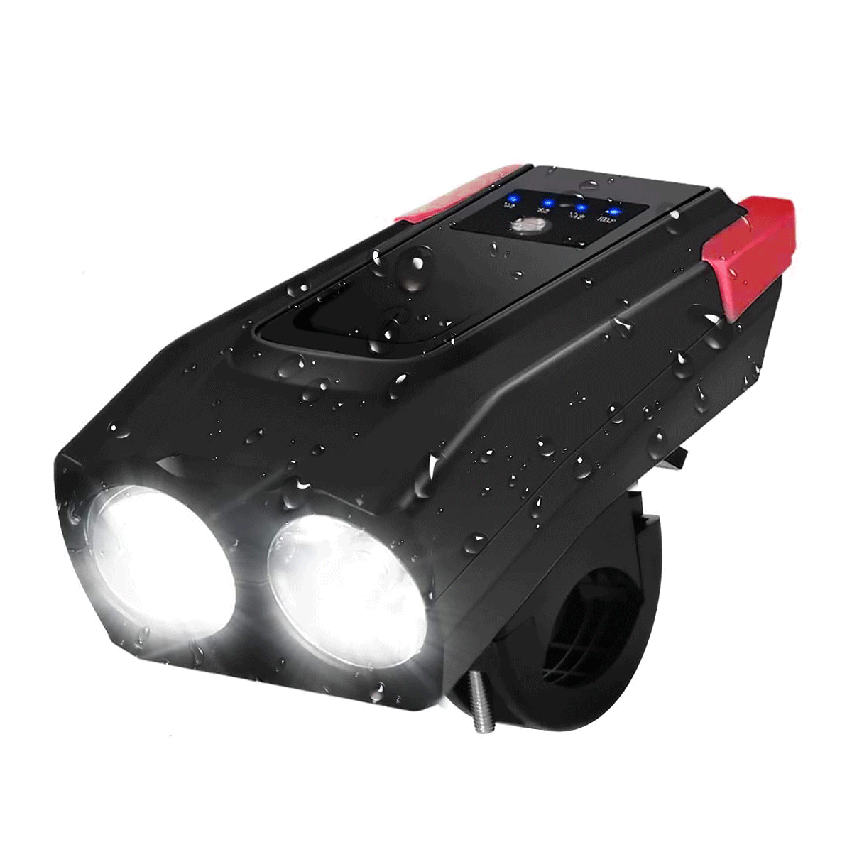 Смарт фара для велосипеда з акумулятором та сигналом подвійна 2x T6 LED 400LM зарядка від USB велоліхтар на кермо