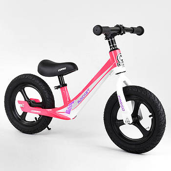 Дитячий беговел 12 дюймів (надувн.колеса, магнієва рама) Corso ROCKET MG 27667 Рожевий