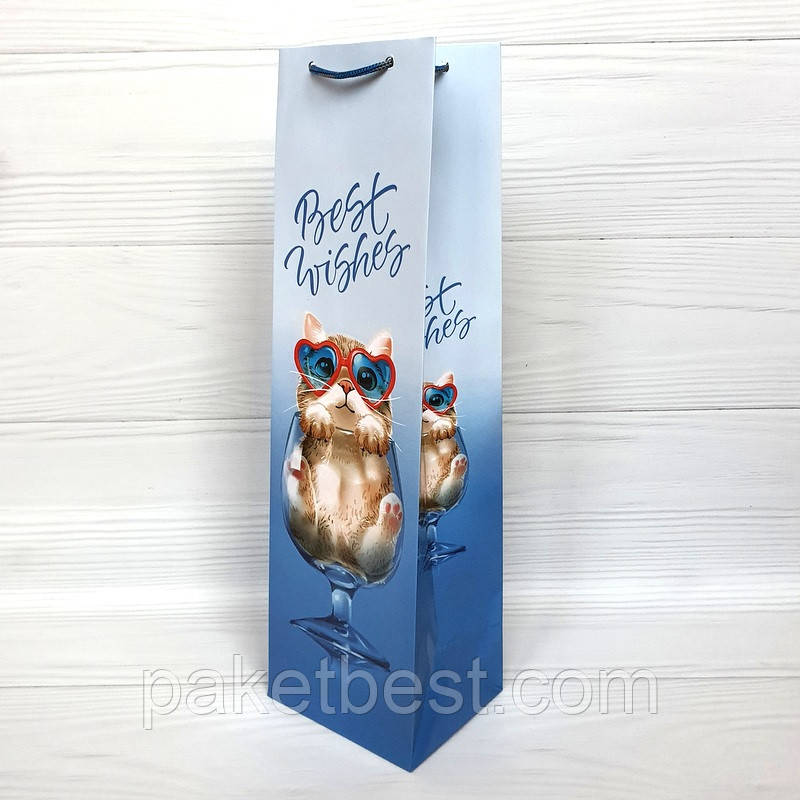 Пакет подарунковий під пляшку 12х36х9см