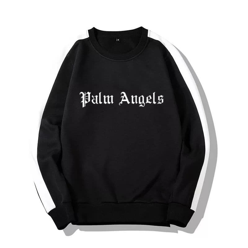 Толстовка чоловіча зимова з лампасами Palm Angels чорна кофта тепла на флісі світшот чоловічий палм ангелс