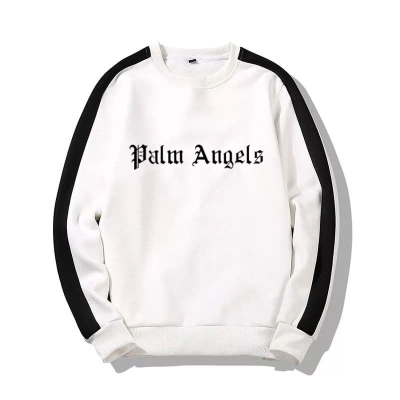 Толстовка чоловіча зимова з лампасами Palm Angels біла кофта тепла на флісі світшот чоловічий палм ангелс