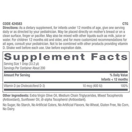 Вітамін D3 для дітей у краплях GNC Baby Vitamin D3 7.5 мл (200 порц.) (уцінка строк по 5.22), фото 4